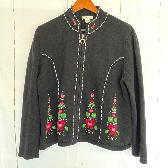 Orvis Womens Full Zip Cardigan Sweater 